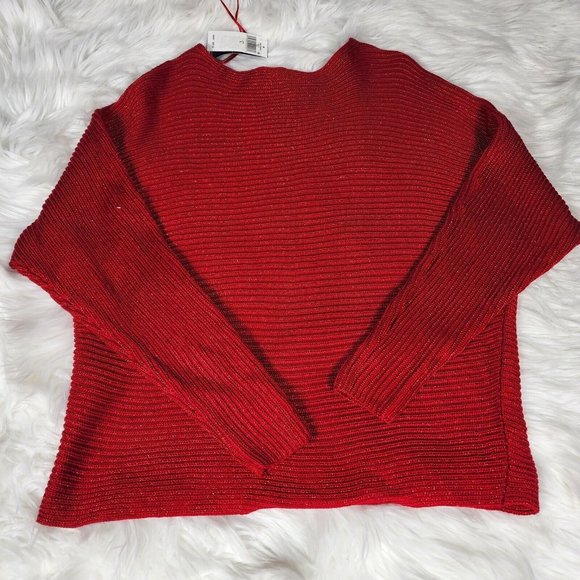 Lauren Ralph Lauren Sweater Womens Adult Medium Red Metallic Glitter Dolman - Picture 8 of 11